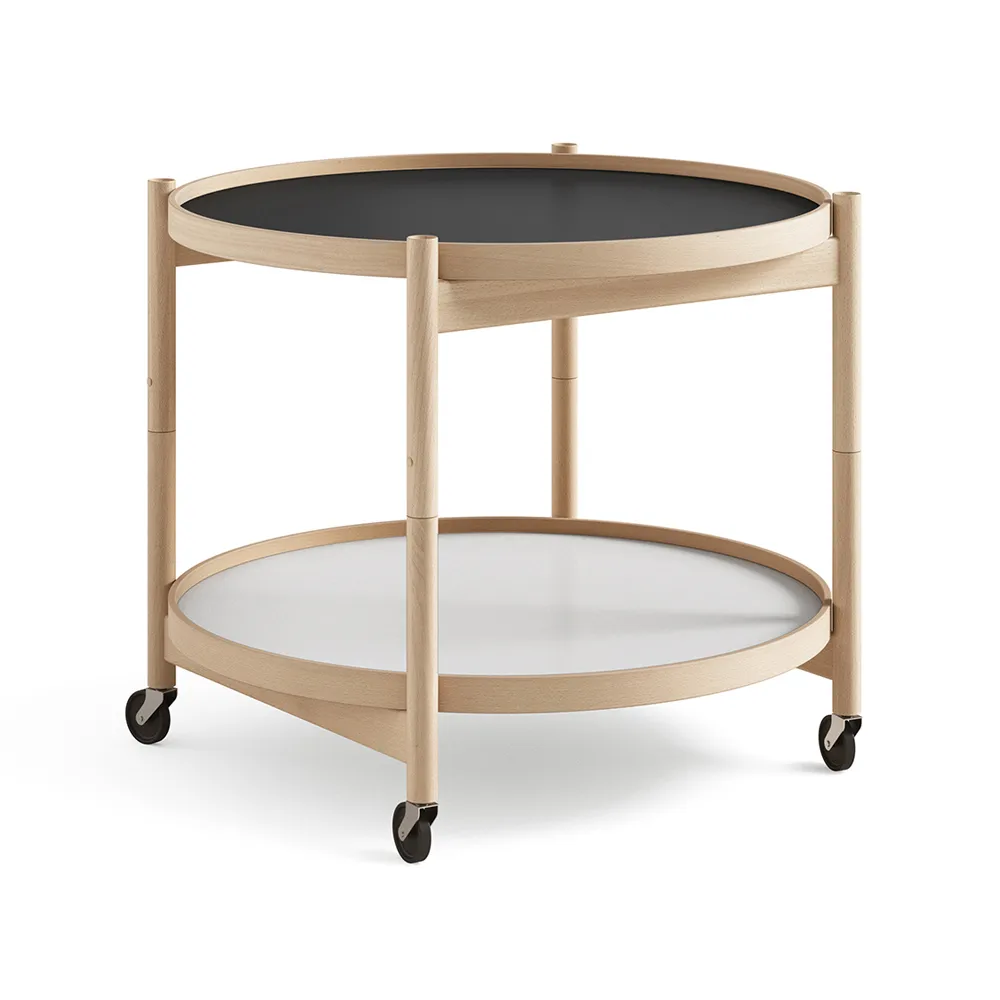 Brdr. Krüger Bølling Tray Table model 60 rullapöytä Base, öljytty pyökkirunko