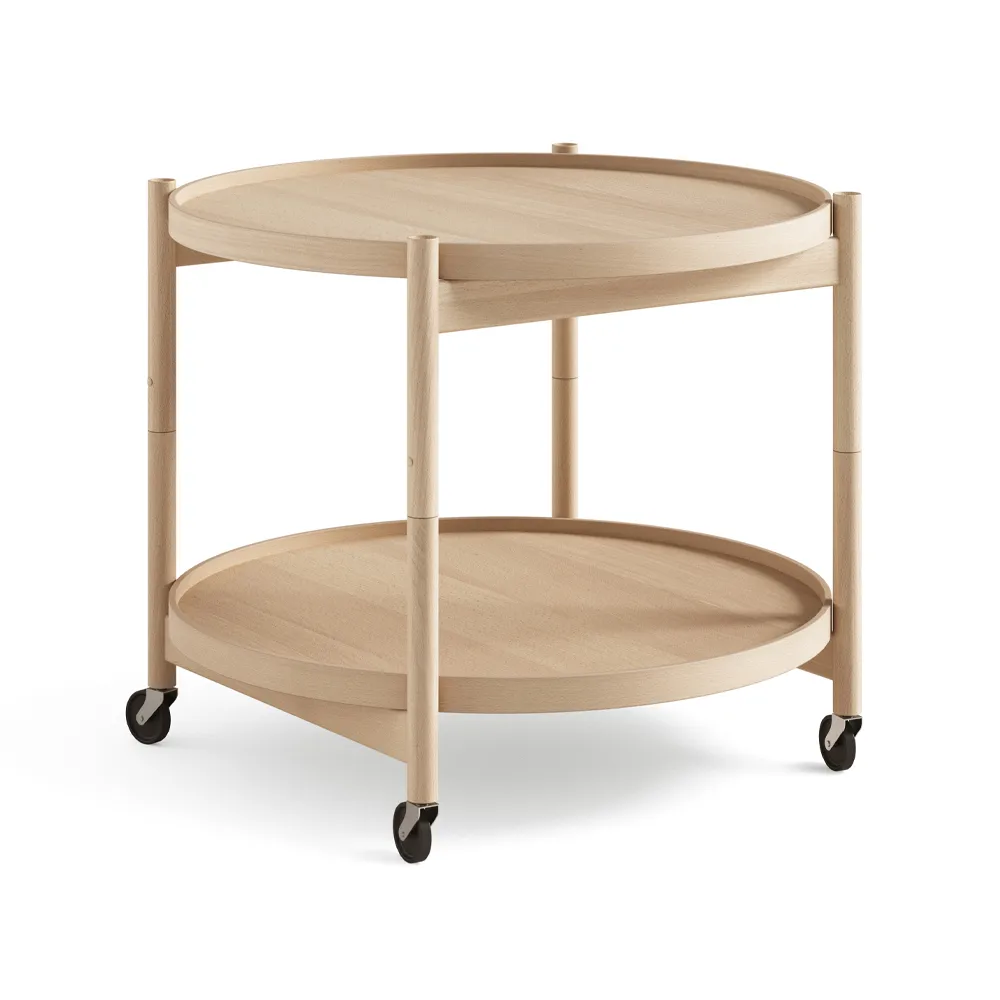 Brdr. Krüger Bølling Tray Table model 60 rullapöytä Pyökki öljytty, öljytty pyökkirunko