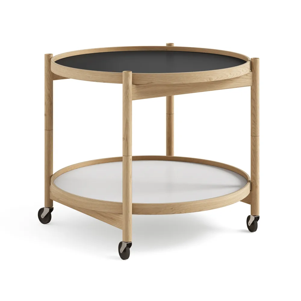 Brdr. Krüger Bølling Tray Table model 60 rullapöytä Base, öljytty tammirunko