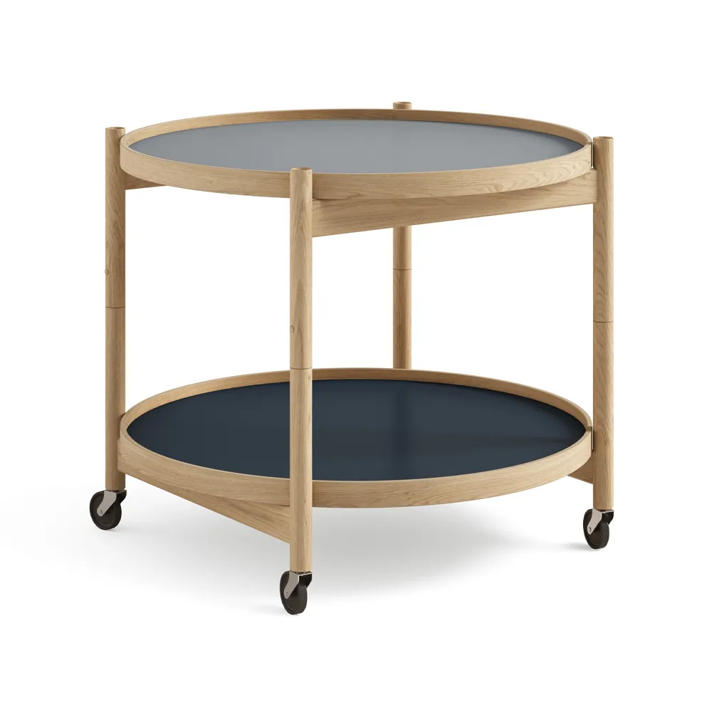 Brdr. Krüger Bølling Tray Table model 60 rullapöytä Water, öljytty tammirunko