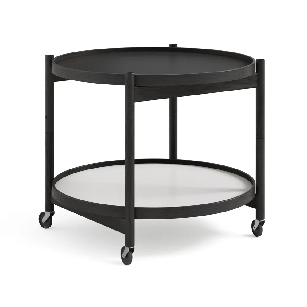 Brdr. Krüger Bølling Tray Table model 60 rullapöytä Base, mustaksi lakattu tammirunko