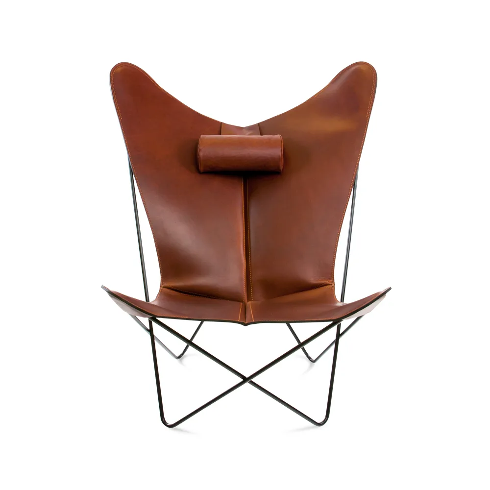 OX Denmarq KS Chair -lepakkotuoli Nahka cognac, musta jalusta
