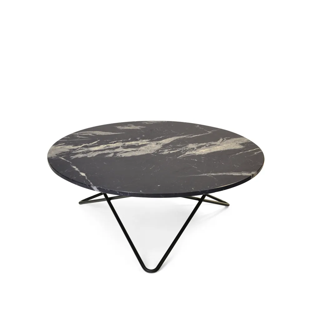 OX Denmarq Large O Table -sohvapöytä Marmori marquina matta, mustaksi maalattu jalusta