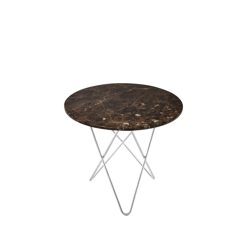 OX Denmarq Mini O Table -sohvapöytä marmori ruskea, ruostumattomasta teräksestä valmistettu jalusta