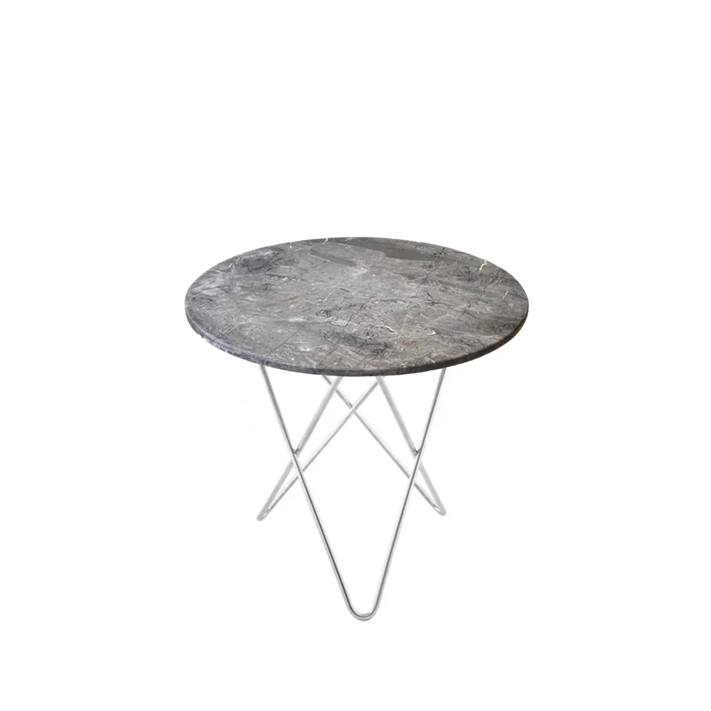 OX Denmarq Mini O Table -sohvapöytä Marmori harmaa, ruostumattomasta teräksestä valmistettu jalusta