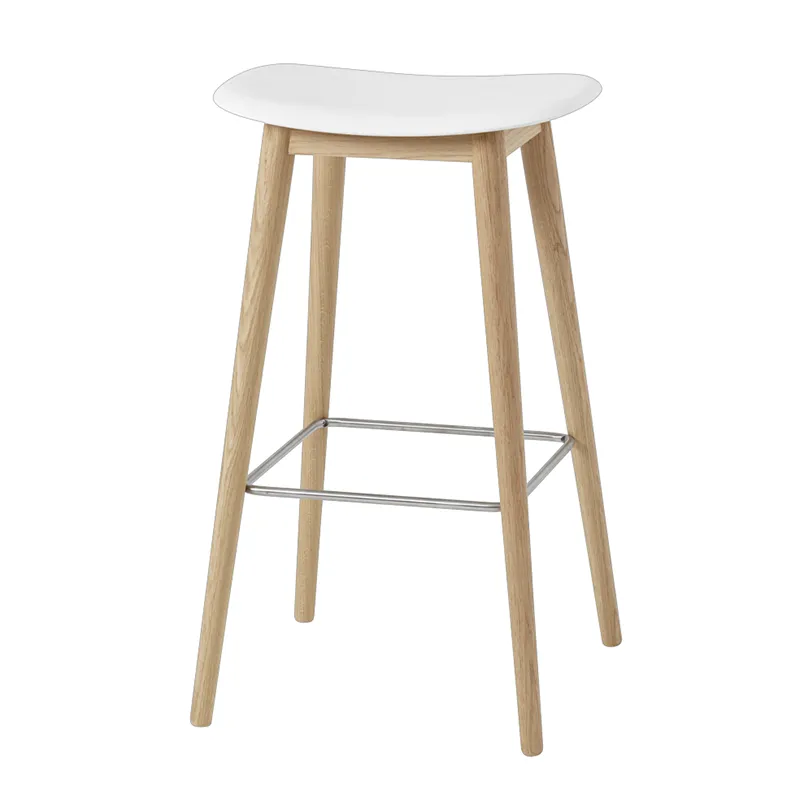 Muuto, Fiber baarituoli korkea Wood Base - 75 cm - Natural White/Oak