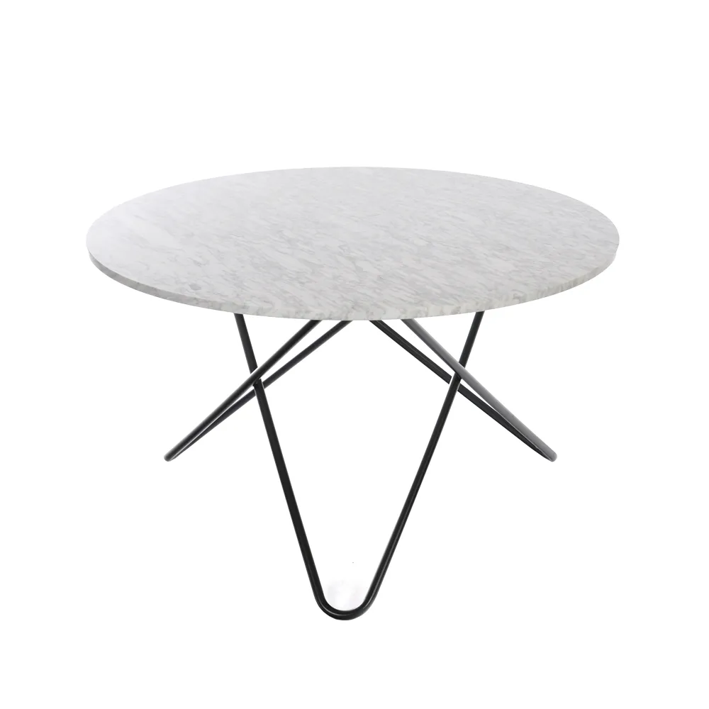 OX Denmarq Big O Table -ruokapöytä Marmori carrara, musta jalusta