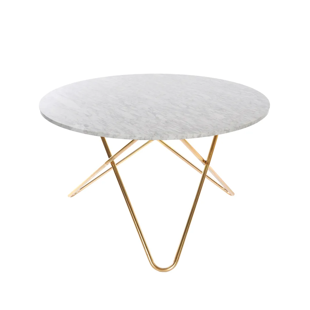 OX Denmarq Big O Table -ruokapöytä Marmori carrara, messinkijalusta