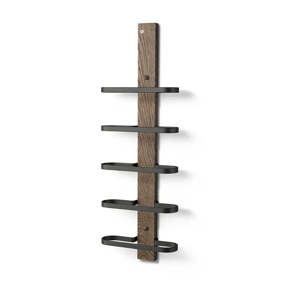 Oscarssons Möbel, Mazzi viinihylly 5 pulloa Savustettu tammi / Matt Black Steel