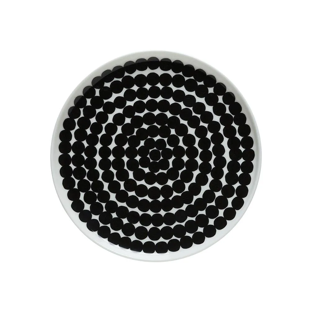 Marimekko Räsymatto lautanen Ø 20 cm musta-valkoinen