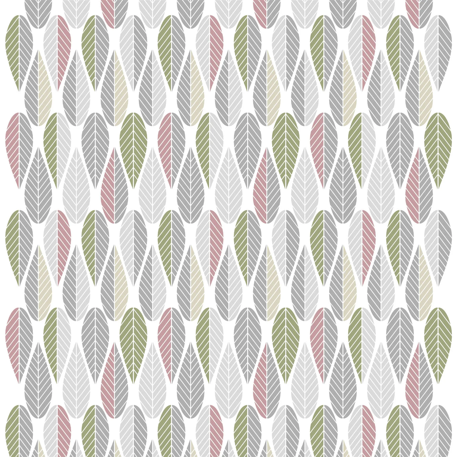 Arvidssons Textil Blader kangas vaaleanpunainen-harmaa-vihreä