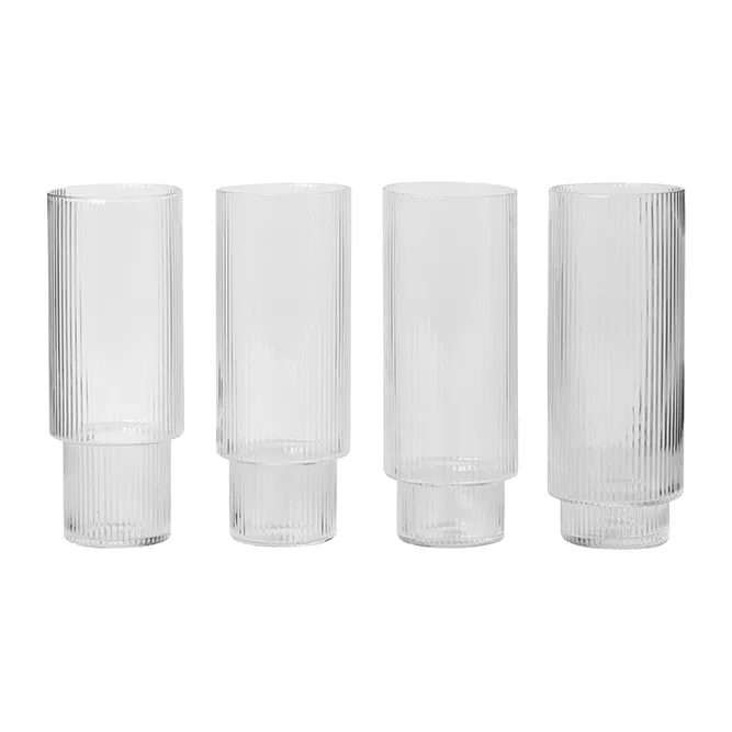 Ferm Living Ripple -longdrink-lasi 4/pk kirkas