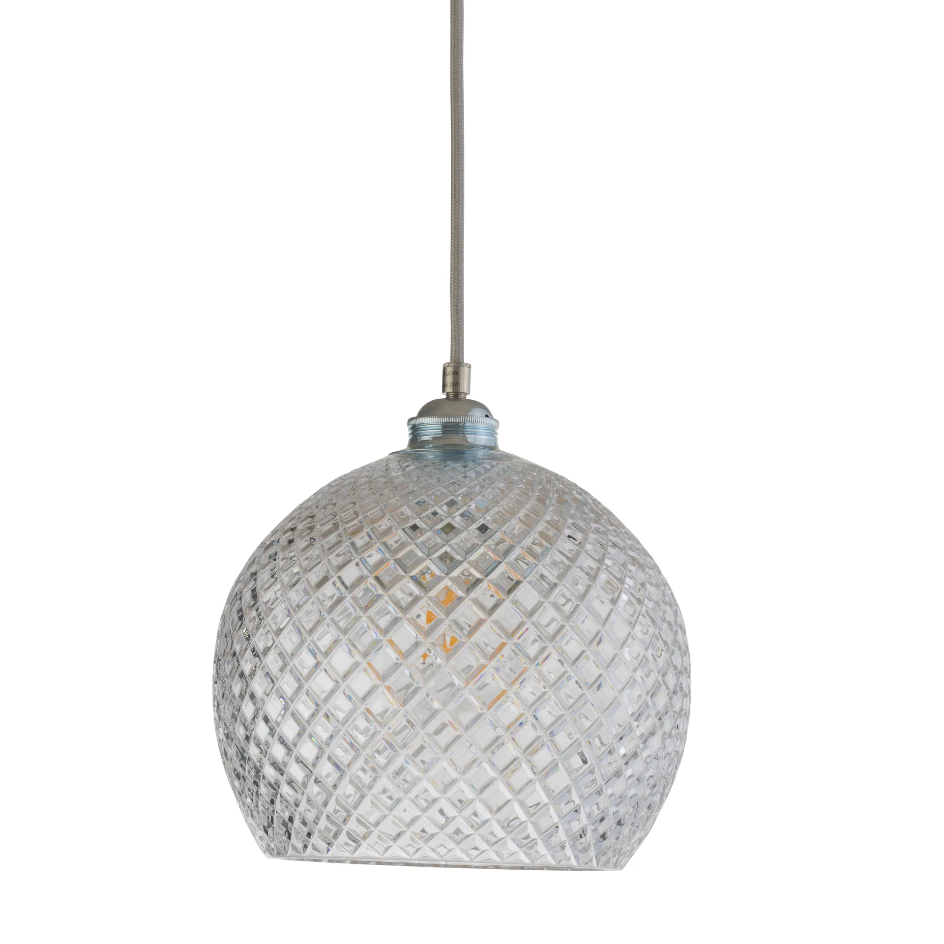EBB & FLOW Rowan kattovalaisin Crystal, Ø 22 cm Small check hopeajohdolla