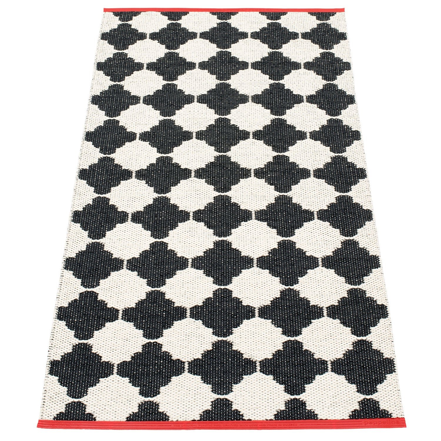 Pappelina, Marre matto 70x150 cm black / vanilla coral stripe