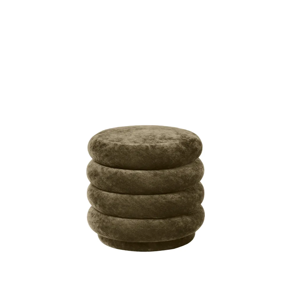 Ferm Living Pouf Round -istuinrahi Kangas faded velvet 3 forest