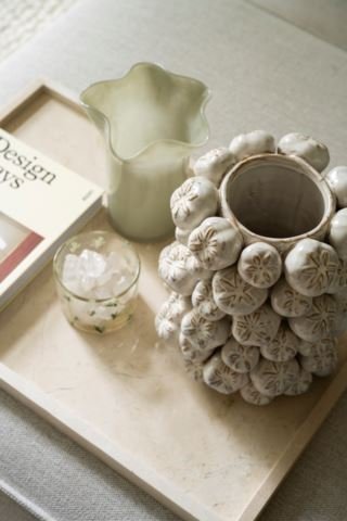 Marble rectangular kynttilänpidin beige