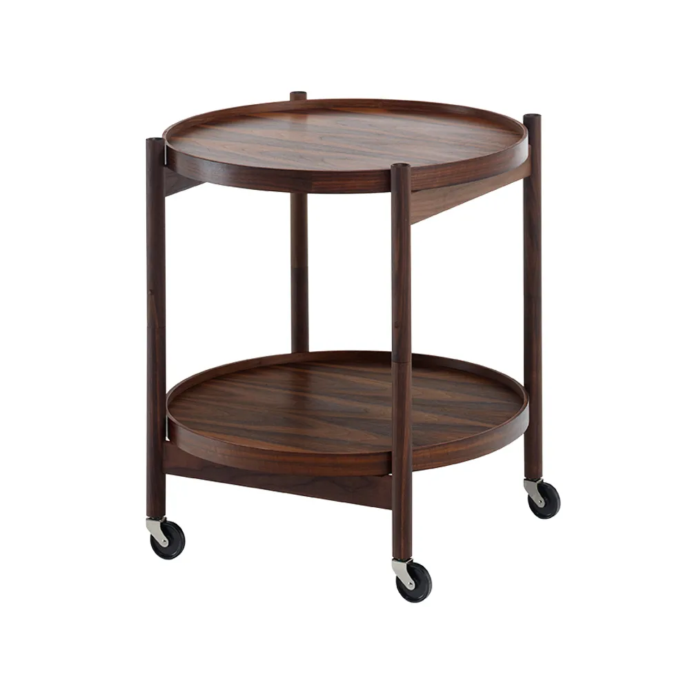 Brdr. Krüger Bølling Tray Table model 50 -rullapöytä Saksanpähkinävaneri, öljytty saksanpähkinärunko