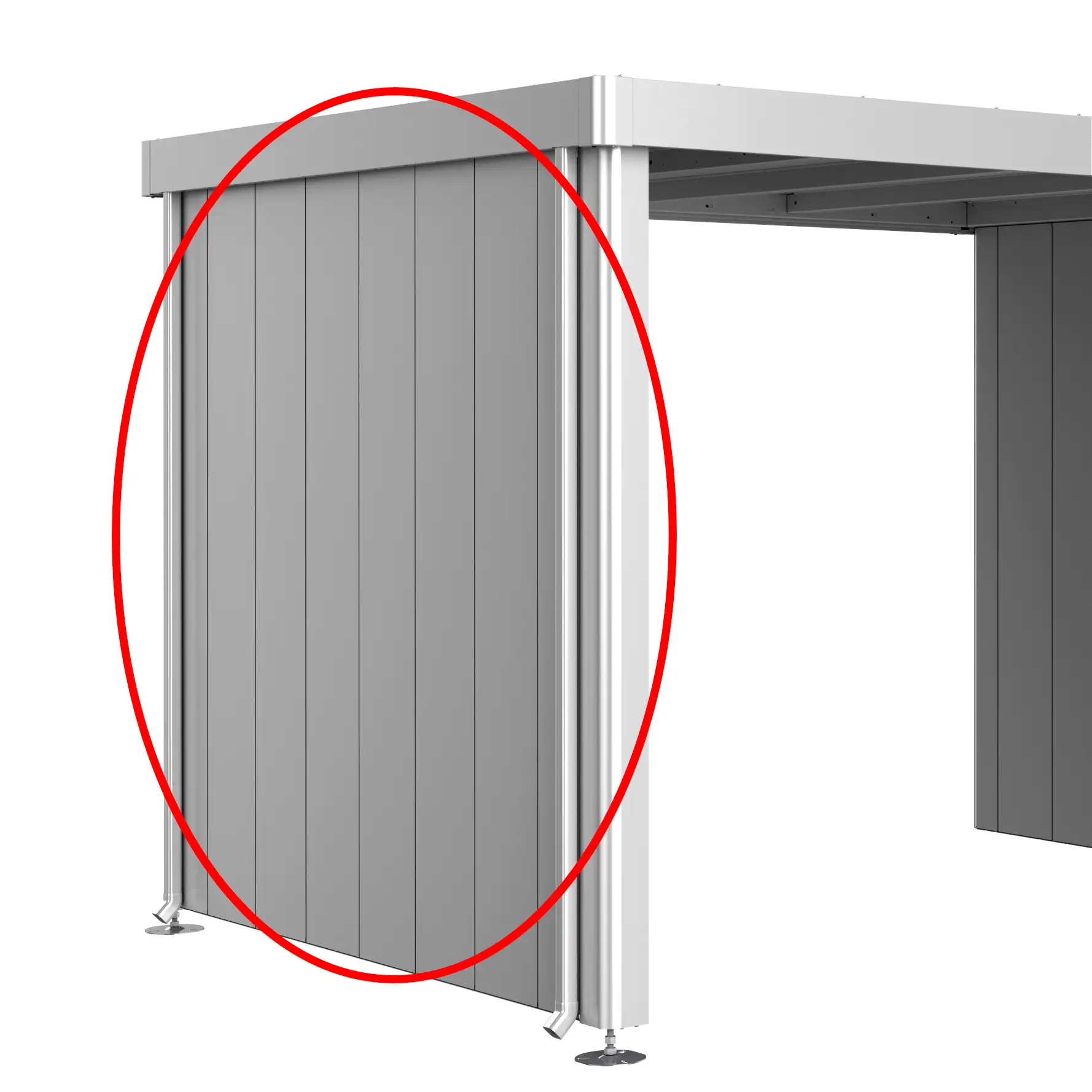 Biohort, sivuseinät sopii sivukatos puutarhavarasto Neo 4A/4B/4C metallic hopea