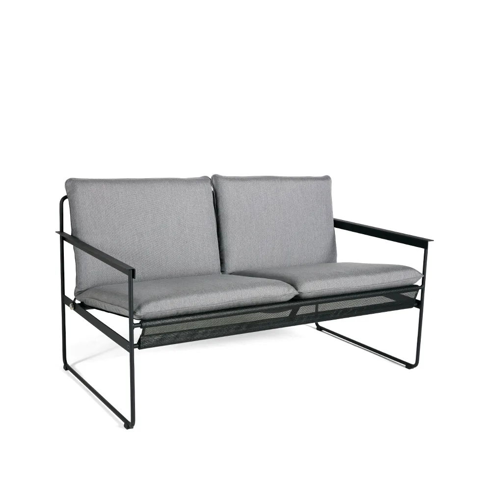 SMD Design Slow 2-istuttava sohva Sunbrella harmaa-musta teräsrunko