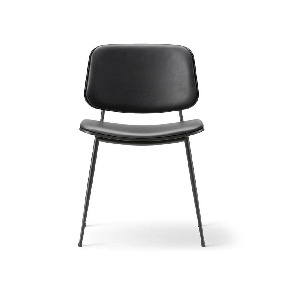 Fredericia Furniture Søborg 3062 Metallituoli täysin verhoiltu Nahka omni 301 musta musta