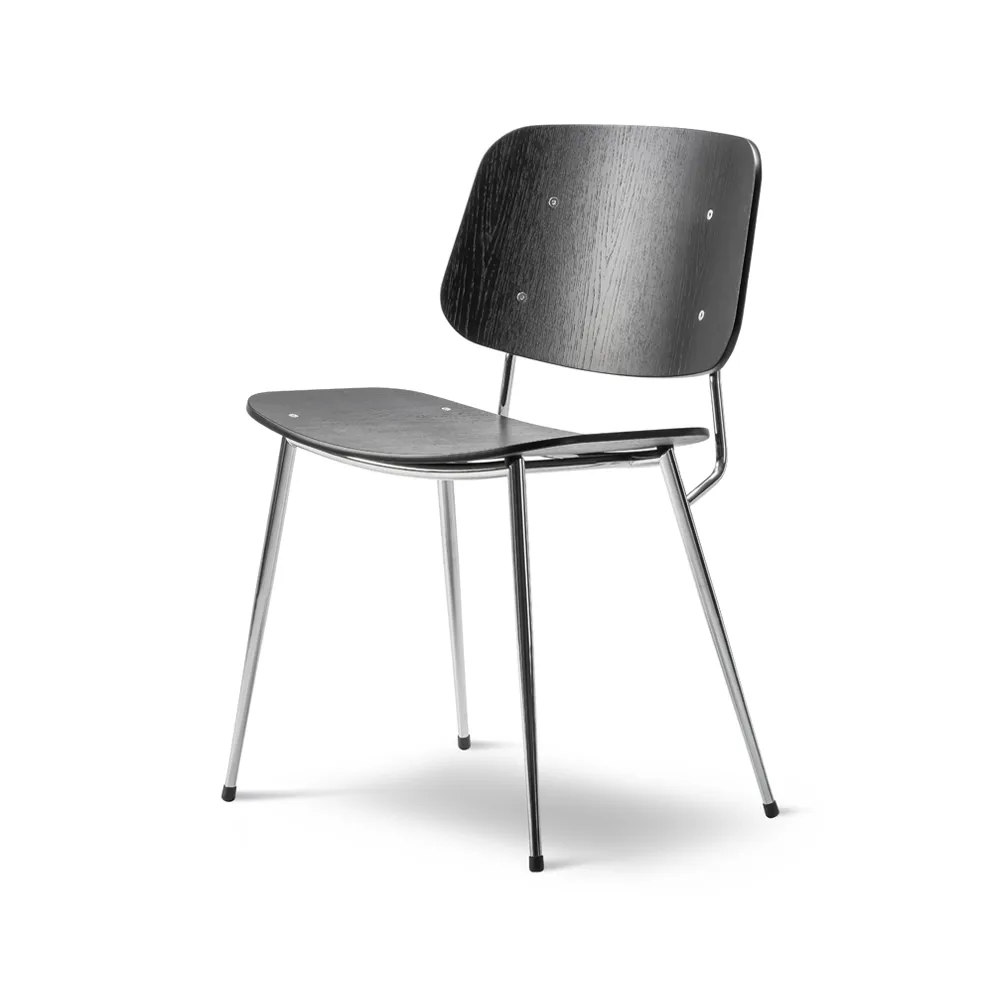 Fredericia Furniture Søborg Metallituoli Musta kromijalka