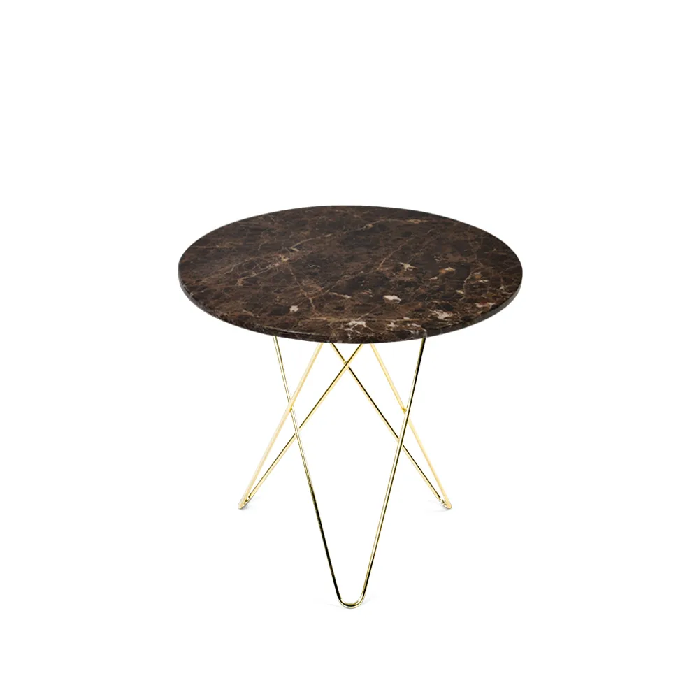 OX Denmarq Tall Mini O Table -sohvapöytä marmori ruskea, messinkijalusta