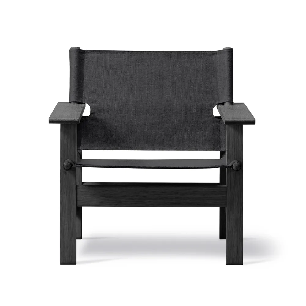Fredericia Furniture The Canvas Chair - nojatuoli Canvas musta mustalakattu tammi