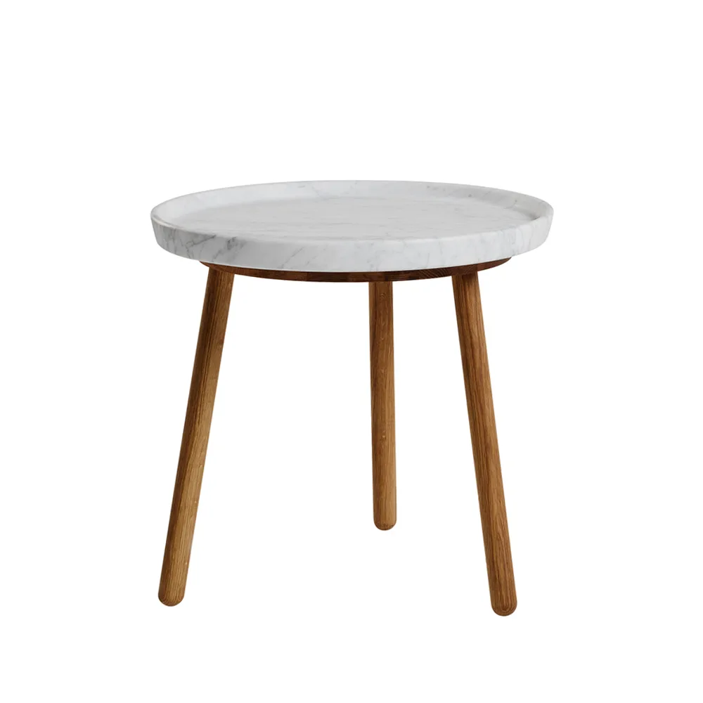 Stolab Tureen sarjapöytä Marmori valkoinen, ø 52 cm, luonnonöljytyt tammijalat